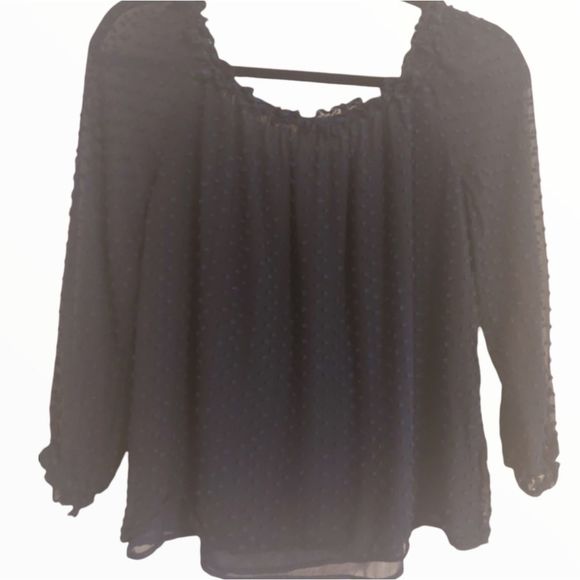 💕j. Crew Silk Ruffle "Penny" Top in Clip Dot Navy - Picture 4 of 11